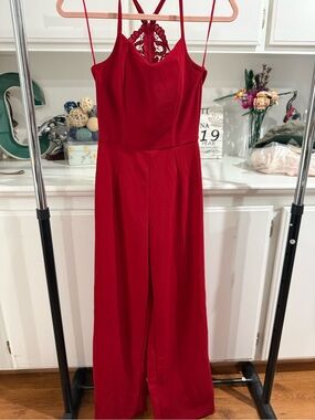 Mi Ami Red Lace-Trim Sleeveless Dress